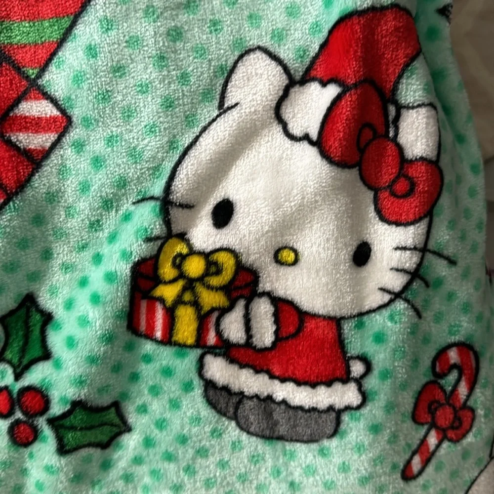 Hello Kitty Christmas Blanket 60x70 Teddy Bear Santa Holiday Throw NWT Soft Plus